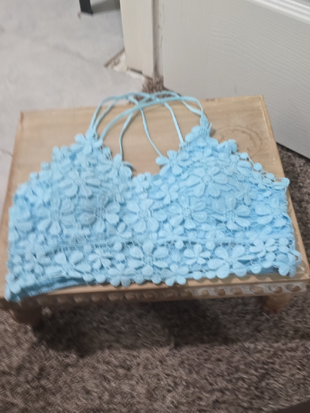 DAVI & DANI Sky Blue Crochet Bralette
